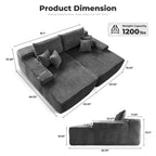 Plush Velvet Double Chaise Sofa, No Assembly, 2-Person