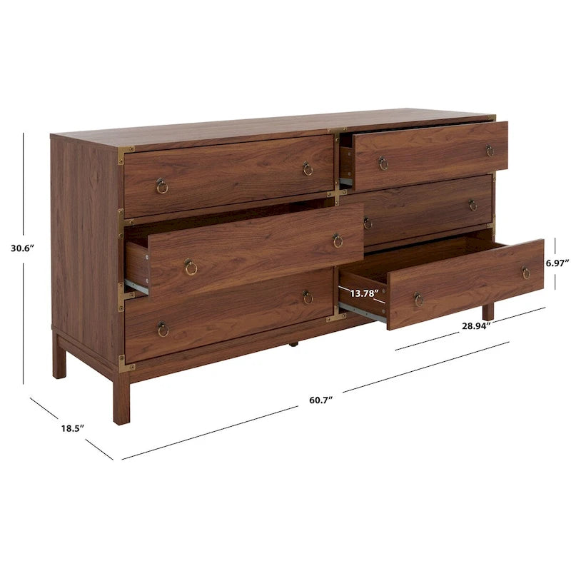 6-Drawer Chest - Veneer Finish - Storage Dresser