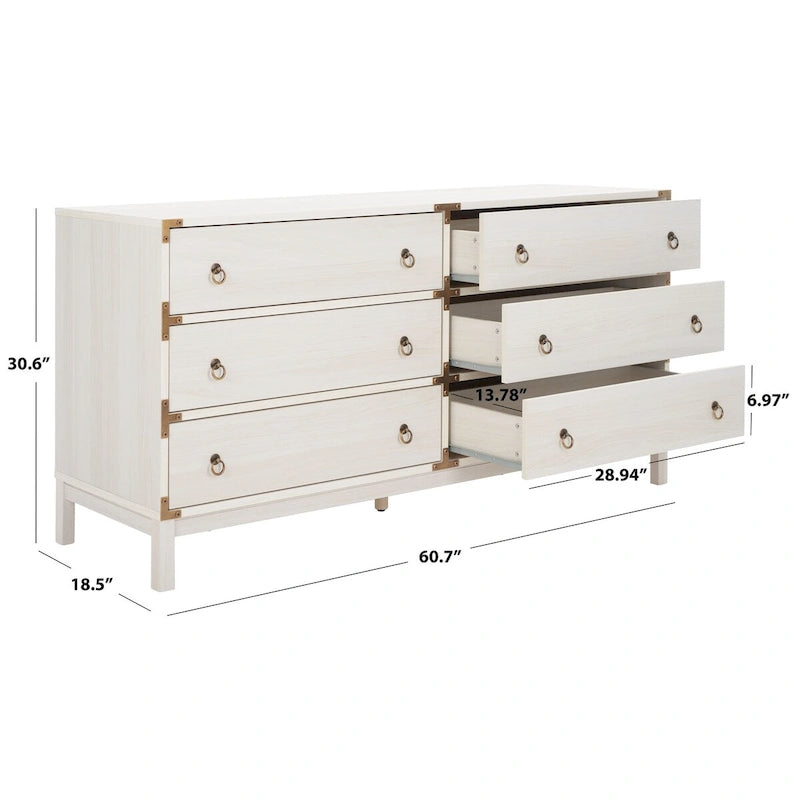 6-Drawer Chest - Veneer Finish - Storage Dresser